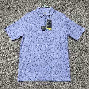 Callaway Polo Men's Small Spring Lavender Geometric All Over Print Golf Logo New